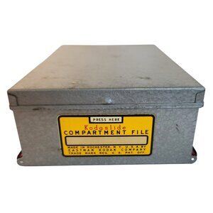 Kodak Kodaslide Compartment File Metal Box Vintage Slide Storage Red Interior